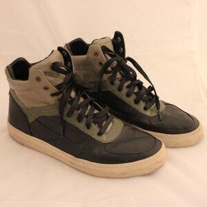 DIESEL S-Spaark Mid Leather Sneakers Men's 12 US Black gray